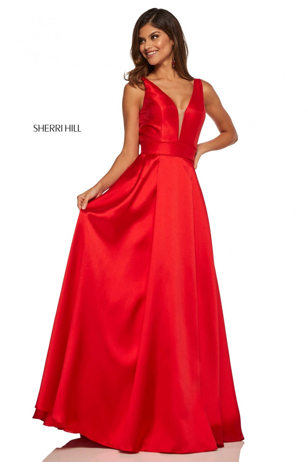 Sherri Hill 52502 prom dress images.  Sherri Hill 52502 is available in these colors: Yellow, Red, Emerald, Ivory, Black, Lilac, Blush, Coral, Pink.