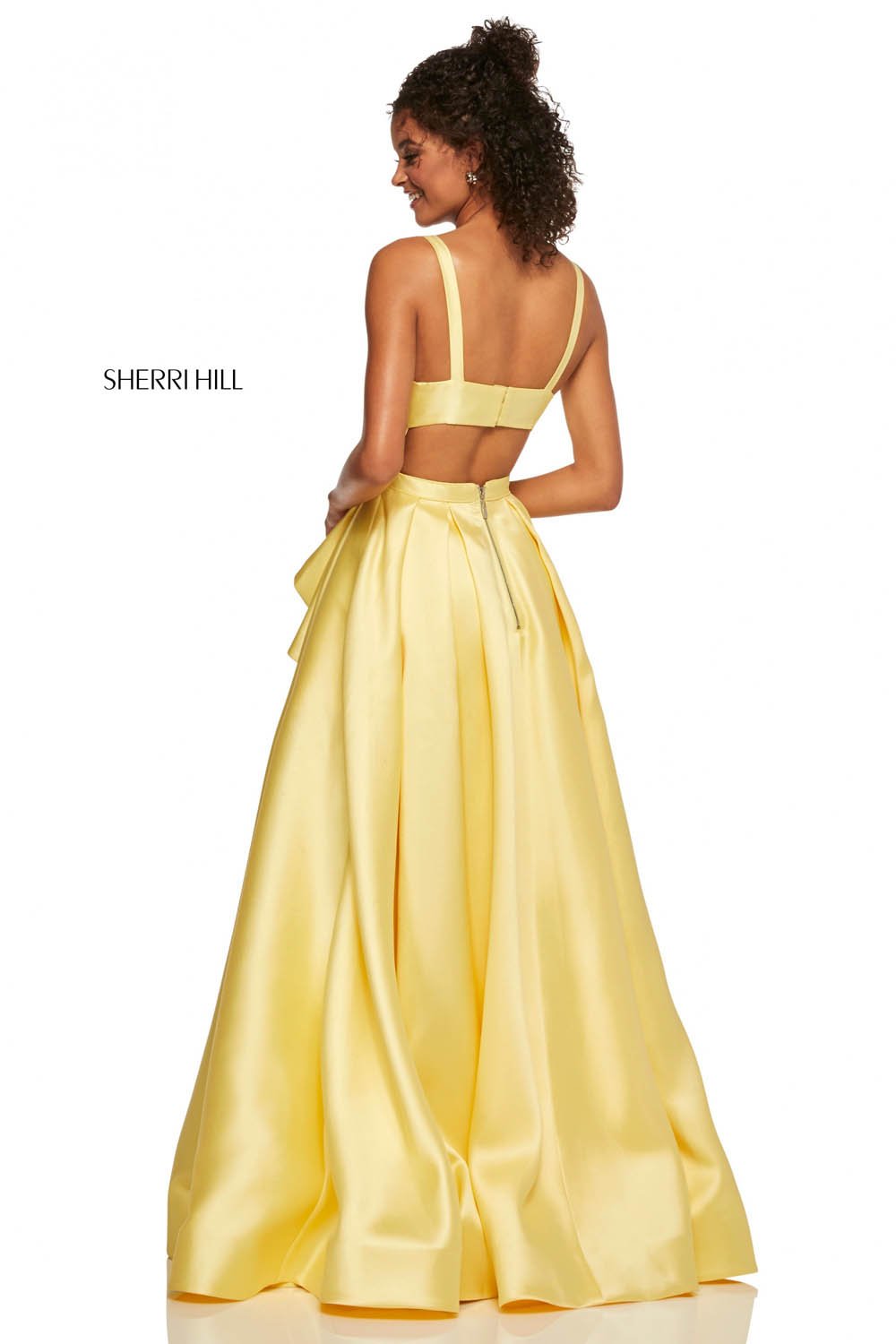 Sherri Hill 52505 prom dress images.  Sherri Hill 52505 is available in these colors: Pink, Ivory, Lilac, Light Blue, Yellow, Red.