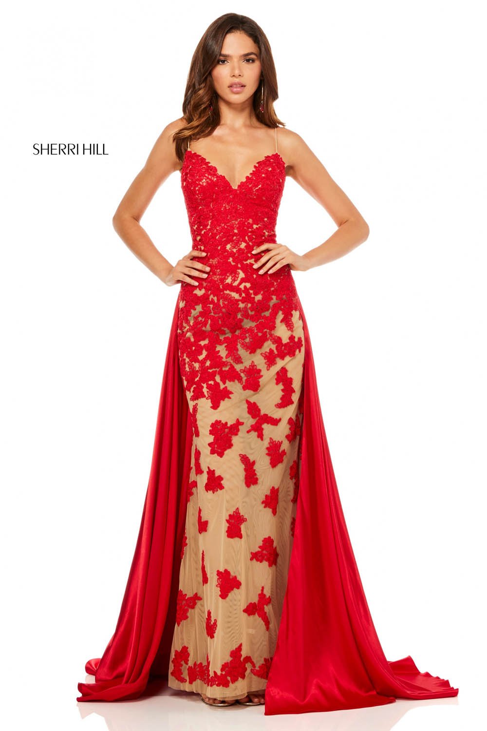 Sherri Hill 52538 prom dress images.  Sherri Hill 52538 is available in these colors: Nude Red, Nude Black, Nude Ivory, Nude Lilac, Nude Magenta, Nude Light Blue, Nude Teal, Nude Wine, Nude Aqua.