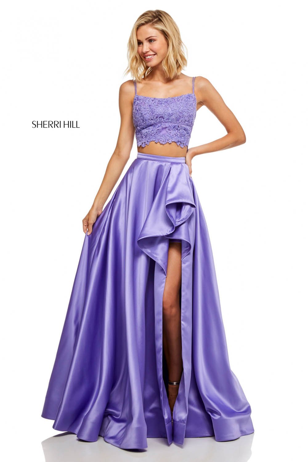 Sherri Hill 52623 prom dress images.  Sherri Hill 52623 is available in these colors: Black Ivory, Emerald, Yellow, Lilac, Red, Ivory, Blush, Light Blue, Dark Coral.