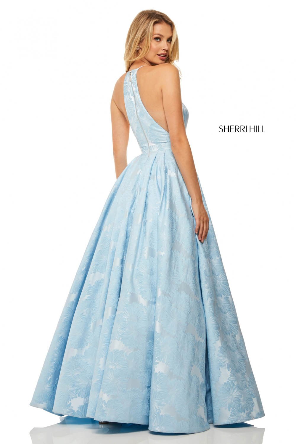 Sherri Hill 52630 prom dress images.  Sherri Hill 52630 is available in these colors: Lilac, Light Blue, Black, Green, Fuchsia, Royal, Ivory, Red.