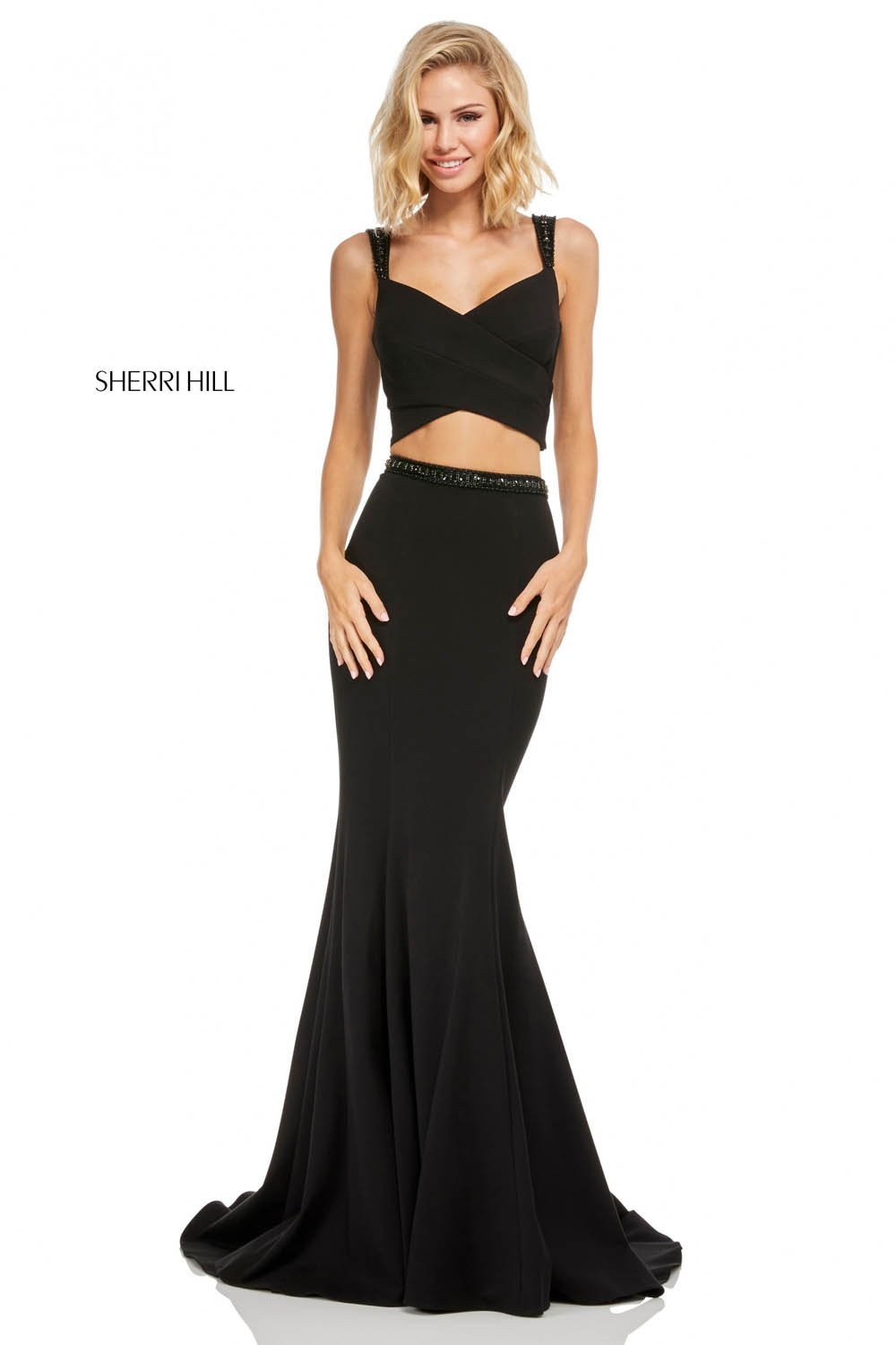 Sherri Hill 52633 prom dress images.  Sherri Hill 52633 is available in these colors: Black.