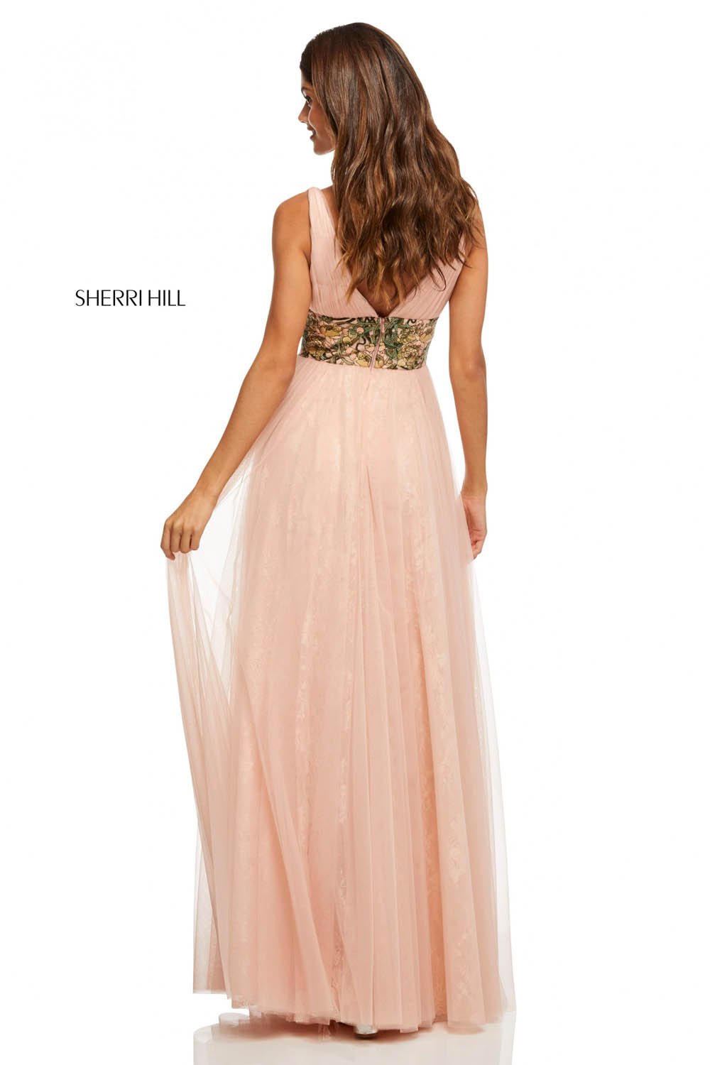 Sherri Hill 52670 prom dress images.  Sherri Hill 52670 is available in these colors: Blush Mulighti.