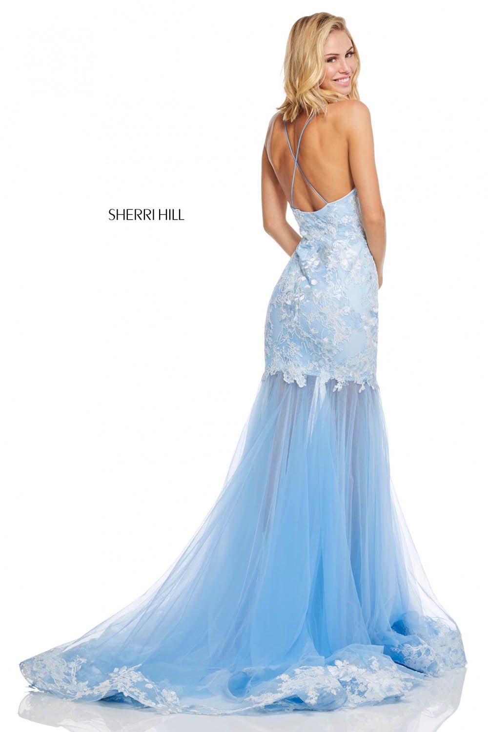 Sherri Hill 52741 prom dress images.  Sherri Hill 52741 is available in these colors: Yellow, Ivory, Light Blue, Light Green, Coral.