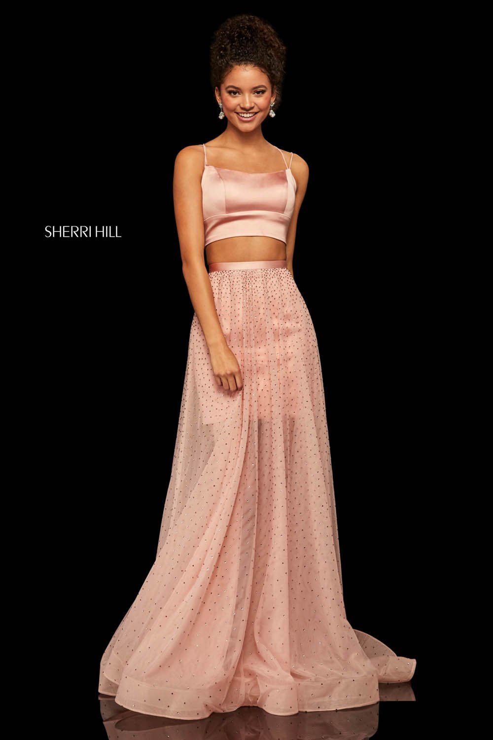 Sherri Hill 52749 prom dress images.  Sherri Hill 52749 is available in these colors: Red, Black, Mocha, Navy, Blush.