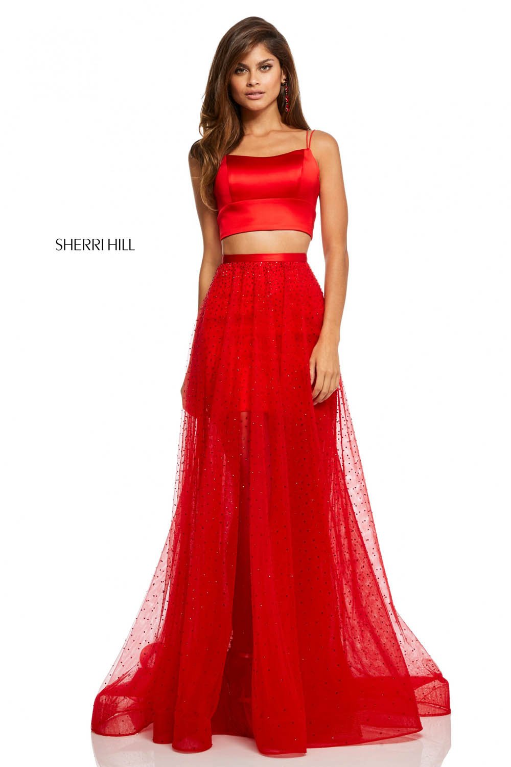 Sherri Hill 52749 prom dress images.  Sherri Hill 52749 is available in these colors: Red, Black, Mocha, Navy, Blush.