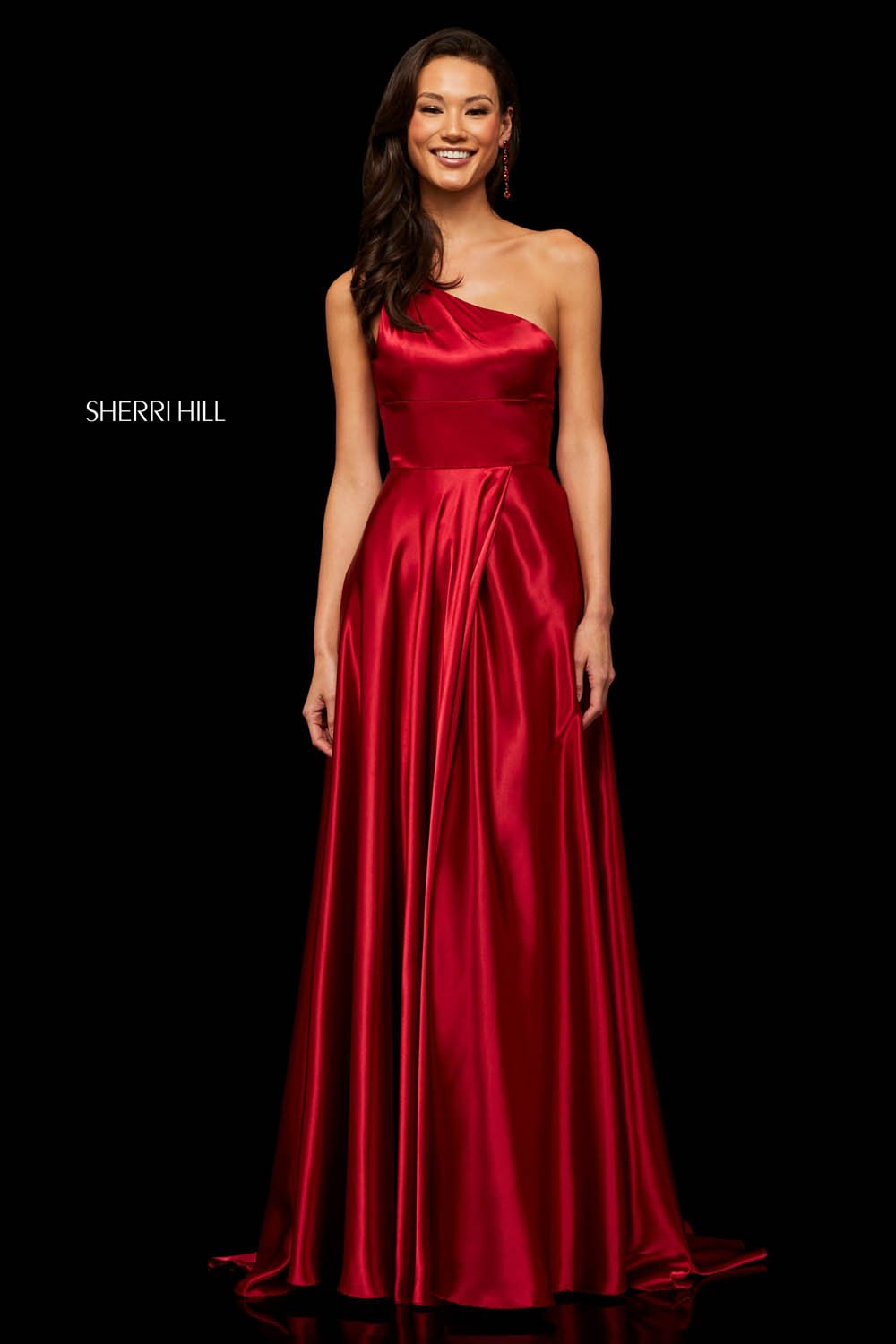 Sherri Hill 52750 prom dress images.  Sherri Hill 52750 is available in these colors: Red, Black, Royal, Ruby, Emerald, Turquoise, Yellow, Orange, Rose.