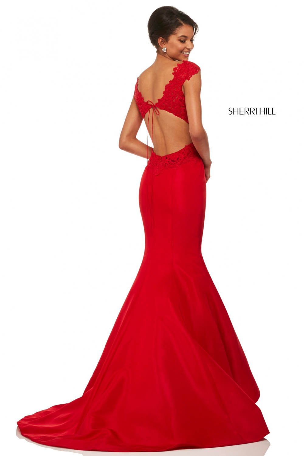 Sherri Hill 52772 prom dress images.  Sherri Hill 52772 is available in these colors: Yellow, Light Blue, Red, Black.