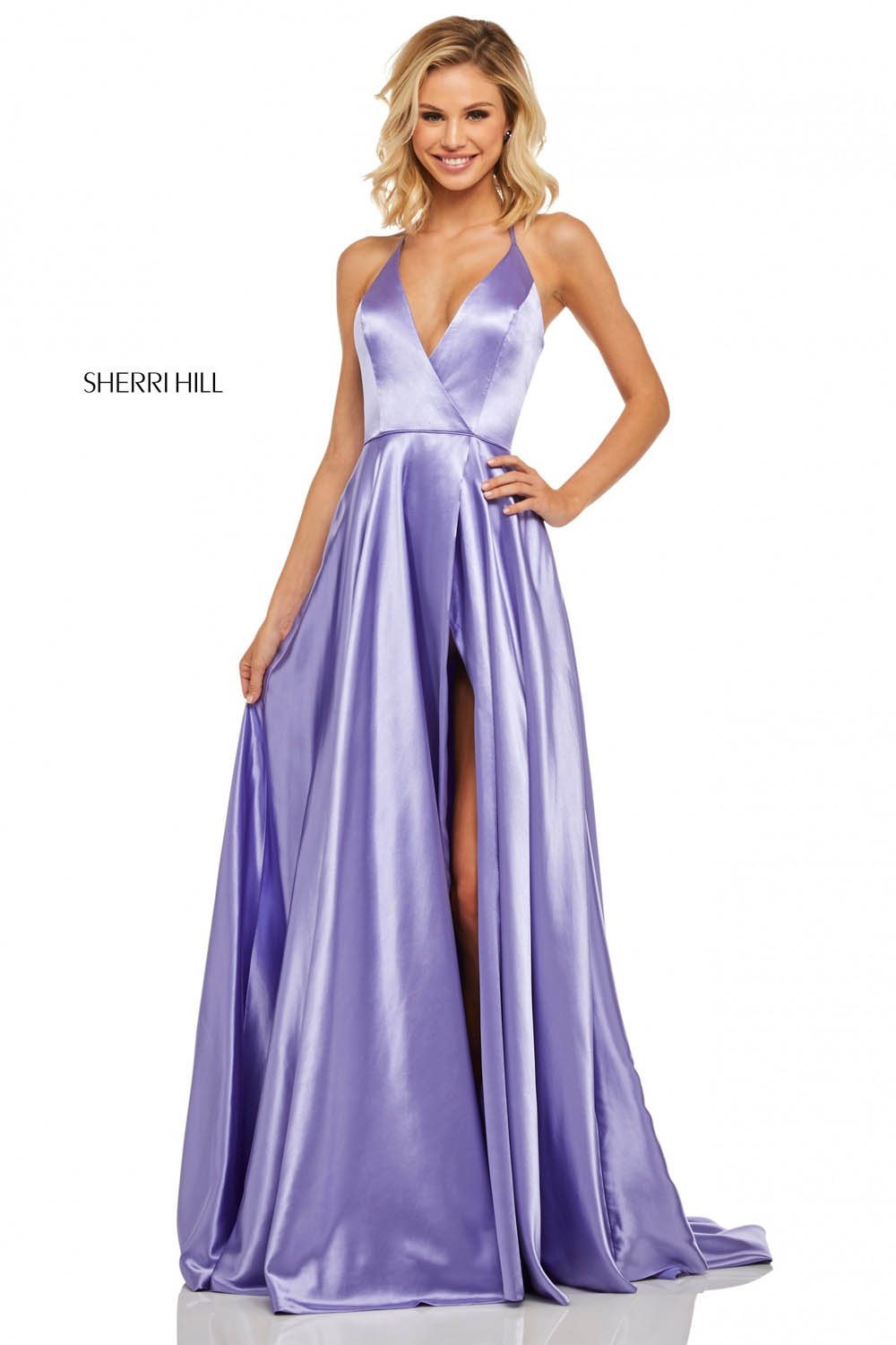 Sherri Hill 52921 prom dress images.  Sherri Hill 52921 is available in these colors: Yellow, Red, Emerald, Blue, Mocha, Teal, Purple, Royal, Rose, Lilac, Navy, Black, Ivory.