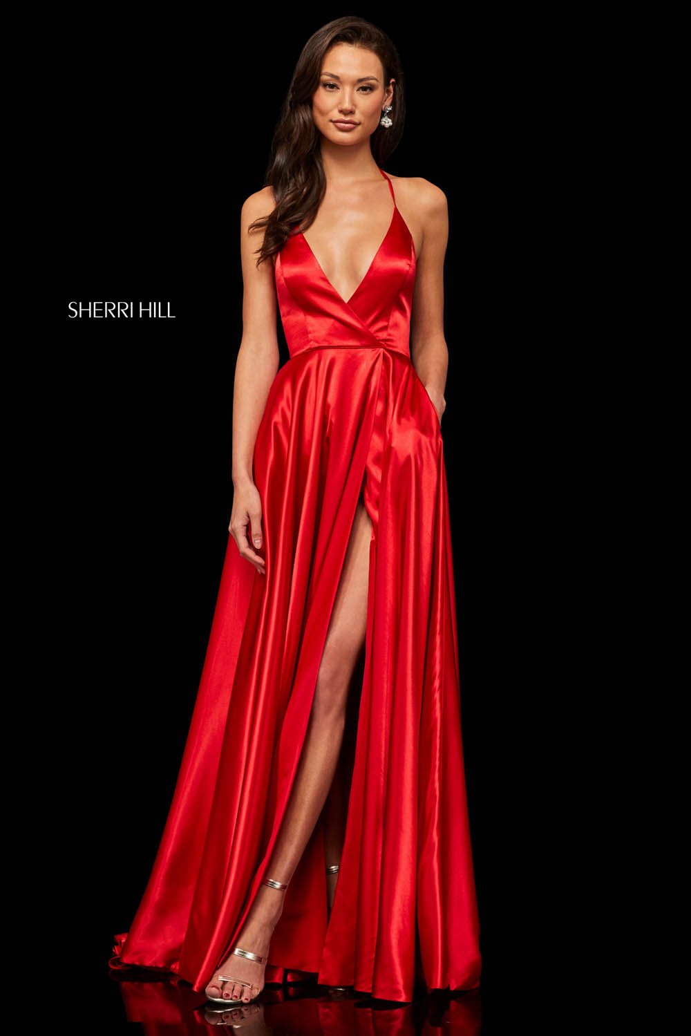 Sherri Hill 52921 prom dress images.  Sherri Hill 52921 is available in these colors: Yellow, Red, Emerald, Blue, Mocha, Teal, Purple, Royal, Rose, Lilac, Navy, Black, Ivory.