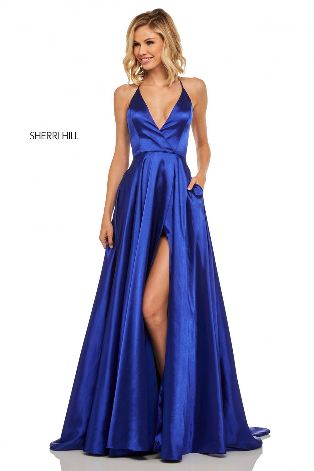 Sherri Hill 52921 prom dress images.  Sherri Hill 52921 is available in these colors: Yellow, Red, Emerald, Blue, Mocha, Teal, Purple, Royal, Rose, Lilac, Navy, Black, Ivory.